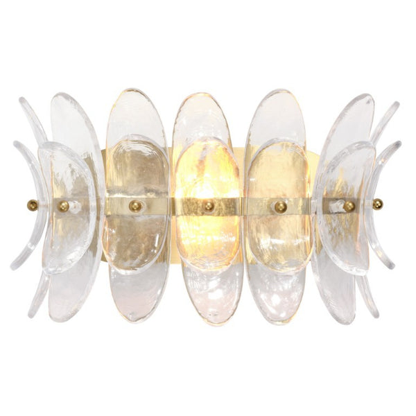 Coronet Floral Glass Petal Wall Sconce Handcrafted Antiqued Bronze Damp Rated Home Decor Light