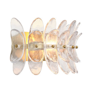 Coronet Floral Glass Petal Wall Sconce Handcrafted Antiqued Bronze Damp Rated Home Decor Light