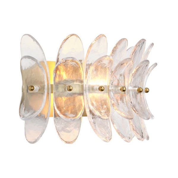 Coronet Floral Glass Petal Wall Sconce Handcrafted Antiqued Bronze Damp Rated Home Decor Light