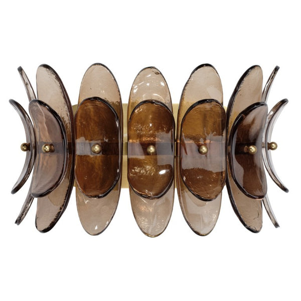 Coronet Floral Glass Petal Wall Sconce Handcrafted Antiqued Bronze Damp Rated Home Decor Light