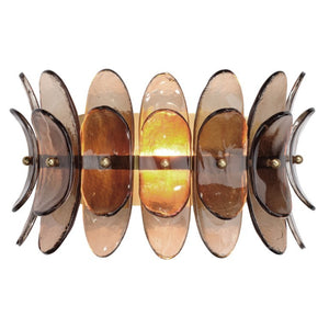 Coronet Floral Glass Petal Wall Sconce Handcrafted Antiqued Bronze Damp Rated Home Decor Light