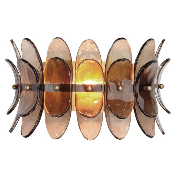 Coronet Floral Glass Petal Wall Sconce Handcrafted Antiqued Bronze Damp Rated Home Decor Light
