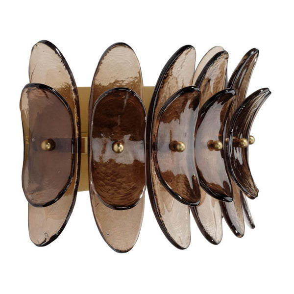 Coronet Floral Glass Petal Wall Sconce Handcrafted Antiqued Bronze Damp Rated Home Decor Light