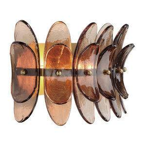 Coronet Floral Glass Petal Wall Sconce Handcrafted Antiqued Bronze Damp Rated Home Decor Light