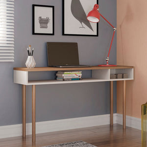 Windsor 47.24 Console Accent Table in Off White and Nature 4LC1 Manhattan Comfort