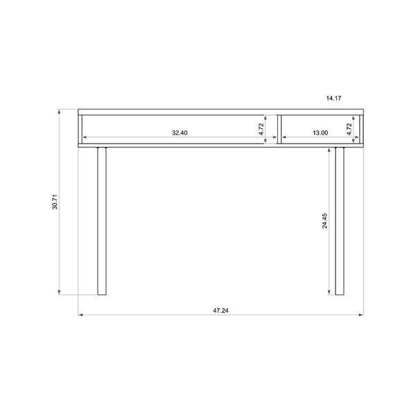 Windsor 47.24 Console Accent Table in Off White and Nature 4LC1 Manhattan Comfort