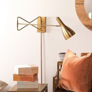 Lenz Adjustable Swing Arm Steel Wall Sconce with Antique Brass Finish for Bedroom Reading
