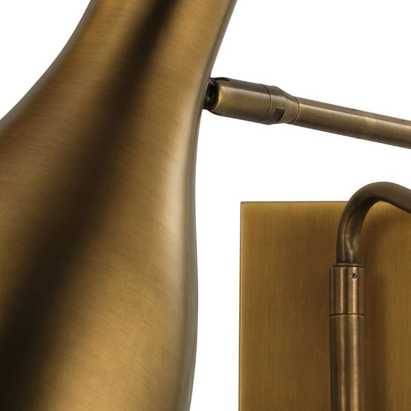 Lenz Adjustable Swing Arm Steel Wall Sconce with Antique Brass Finish for Bedroom Reading