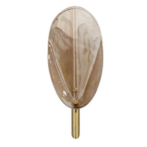 Magnolia Smoked Glass Petal Wall Sconce with Antiqued Brass Stem for Bedroom or Bath