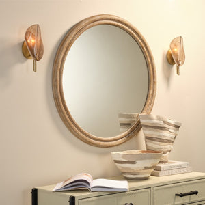 Magnolia Smoked Glass Petal Wall Sconce with Antiqued Brass Stem for Bedroom or Bath