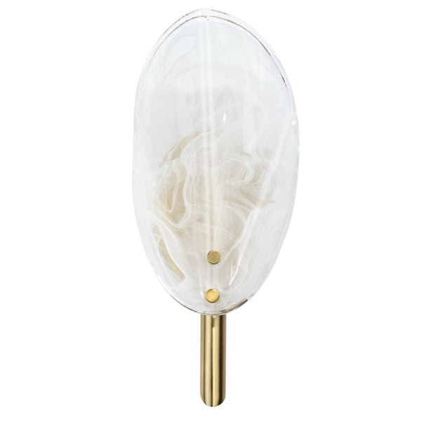 Jamie Young Co. Magnolia Smoked Glass Petal Wall Sconce with Antiqued Brass Stem for Bedroom or Bath White 4MAGN-SCWH