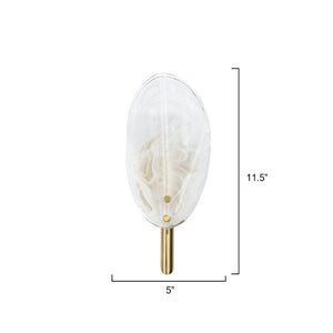 Magnolia Smoked Glass Petal Wall Sconce with Antiqued Brass Stem for Bedroom or Bath