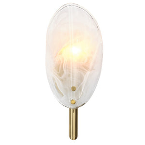 Magnolia Smoked Glass Petal Wall Sconce with Antiqued Brass Stem for Bedroom or Bath