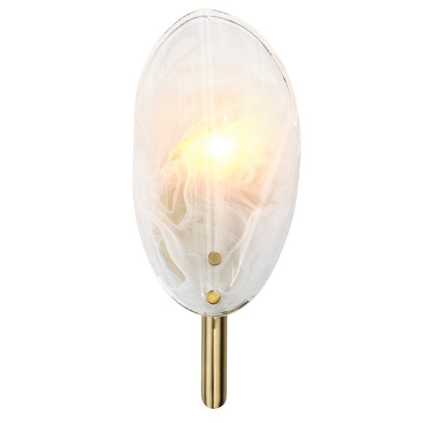 Magnolia Smoked Glass Petal Wall Sconce with Antiqued Brass Stem for Bedroom or Bath