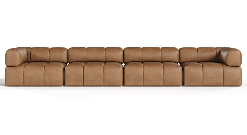 VIG Furniture Everest Genuine Brown Leather Modular Sectional Sofa – Modern 4-Piece Configurable Seating, Durable Wood Frame VGOD-ZW-23118-MOD-4-Piece Sectional