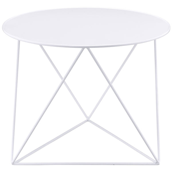 English Elm White Modern Geometric Metal Accent Table for Small Spaces — Durable Powder-Coated Scratch-Resistant Design B062P186454