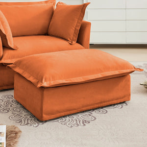 English Elm Koala Ottoman with Removable Chenille Cover, High-Density Foam Comfort and Elegant Stitching Finish Orange W3041P281161