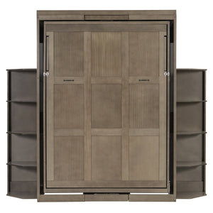 English Elm Rotating Murphy Wall Bed with Convertible Desk Dual Side Shelves Full Size Mdf Cabinet Gray LP000961AAE