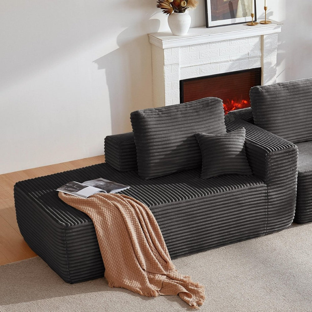 English Elm Lp-black-02-chaise Striped Corduroy Convertible Lounge Chair for Apartments and Dorm Rooms W3975P415763