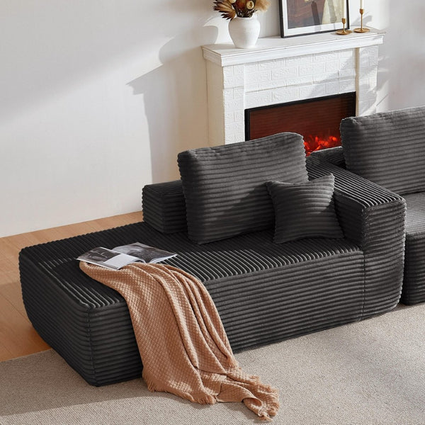 English Elm Lp-black-02-chaise Striped Corduroy Convertible Lounge Chair for Apartments and Dorm Rooms W3975P415763