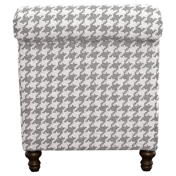 English Elm Danforth Overscaled Houndstooth Upholstered High Back Accent Chair with Pleated Arms & Turned Legs Grey B062P340748