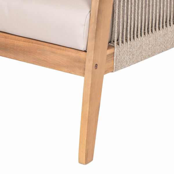 English Elm Outdoor Acacia Hardwood Rope Weave Patio Chair Set Handcrafted with Cushions N757P408834B