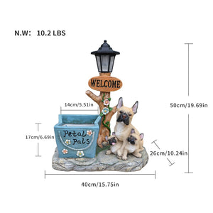 English Elm Labrador Solar Garden Statue with Led Glow and Built-in Succulent Planter Basin W5398P464246