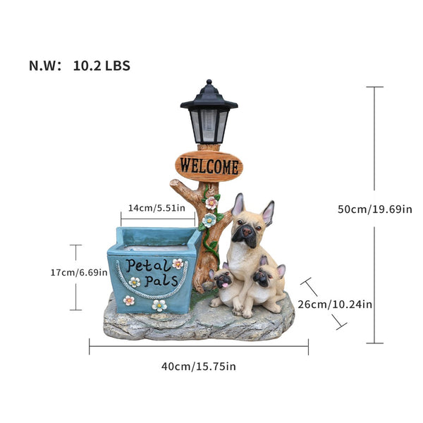 English Elm Labrador Solar Garden Statue with Led Glow and Built-in Succulent Planter Basin W5398P464246
