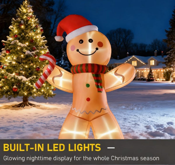 English Elm Outdoor 8 Foot Gingerbread Man Inflatable Holiday Yard Decor with Led Glow T3971P413122