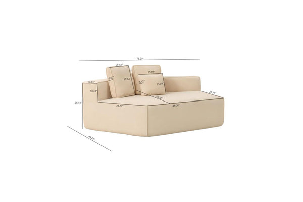 English Elm Beige Teddy Fleece Modular Floor Lounge Chair Plush Foam Cushions for Dorm or Living Room W3326P354556