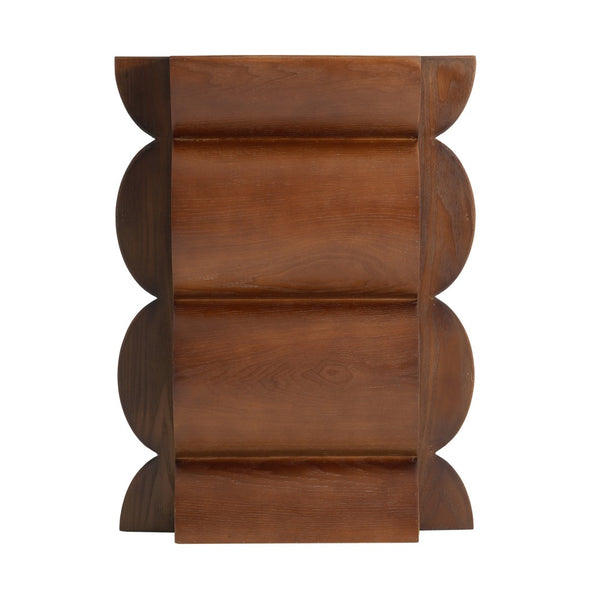 English Elm 15.35 Inch Dark Veneer Curved Tiered End Table for Modern Minimalist Living Rooms N772P412289B