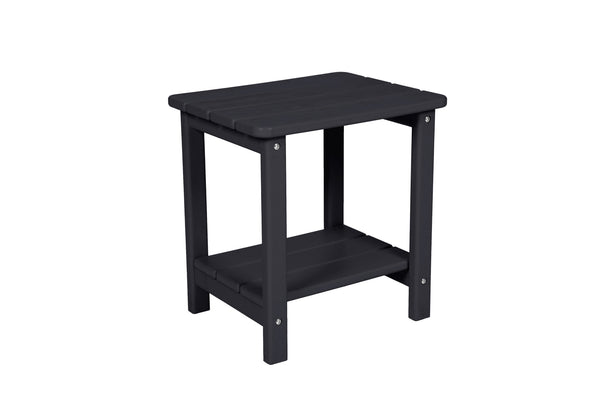 English Elm Folding Adirondack Chair Set with Side Table, Weatherproof HDPE Wood-Grain Finish, Cup Holder, 350lb Capacity Black W2103P254643