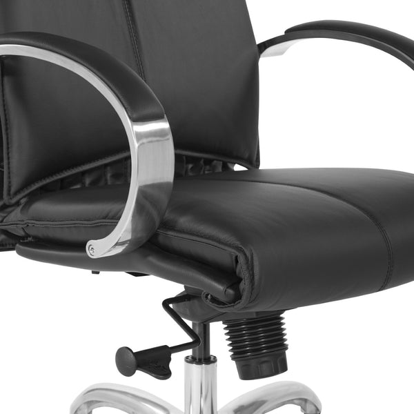 OSP Home Furnishings Deluxe Executive Top Grain Leather Office Chair with Lumbar Support and Chrome Arms Mid 8201