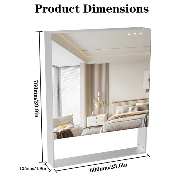 English Elm 24'' Aluminum Medicine Cabinet Wall Mount Bathroom Mirror with Adjustable Interior Shelves W708P379205