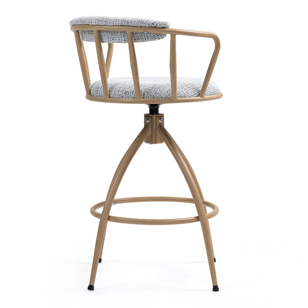 English Elm 26'' 26" Swivel Counter Height Bar Stool with High-Density Sponge Seat, Metal Frame, Modern Industrial Comfort Beige W2215P248058