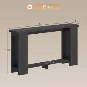 English Elm Modern Farmhouse Console Table Slim Entryway Sofa Accent with Open Storage Shelf Black T3971P481624