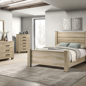 English Elm Sansome Weathered Oak Nightstand 2-Drawer Modern Farmhouse Bedside Table with Dark Bar Pulls, Textured Wood Grain Finish B062P378347