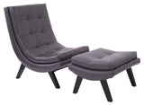 OSP Home Furnishings Tustin Lounge Chair and Ottoman Set Pewter