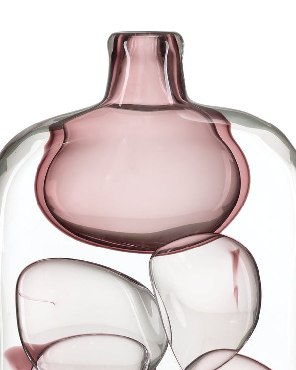 Currey & Company Vicolino Medium Vase - Handcrafted Clear & Purple Glass With Organic Bubbles For Stunning Decor Pink Glass 1200-1017-currey-company