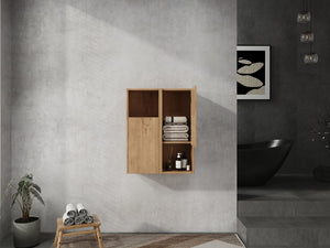 English Elm 24" Bathroom Side Cabinet - Wall-Mounted Design, Soft-Close Doors, Durable Plywood, Space-Saving Storage W999S00373