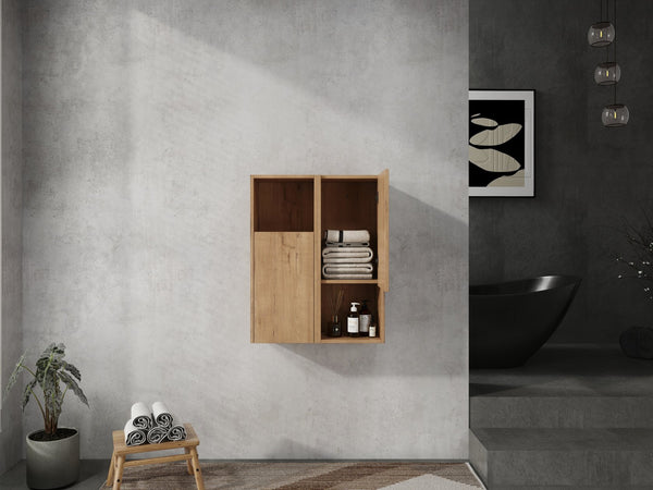 English Elm 24" Bathroom Side Cabinet - Wall-Mounted Design, Soft-Close Doors, Durable Plywood, Space-Saving Storage W999S00373