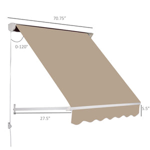 English Elm Window Retractable Awning Uv Resistant Aluminum Arm Shade for Patio Balcony Outdoor T3971P382925
