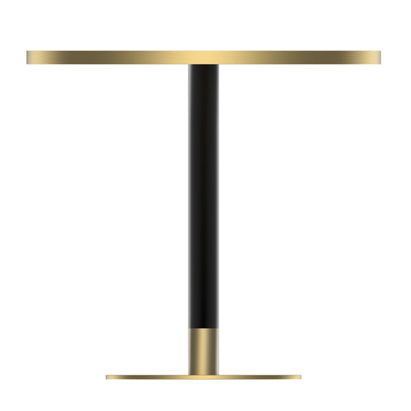 English Elm Round Tulip Bistro Table Faux Marble Top Gold Pedestal Base for Small Dining Spaces W3316P421502