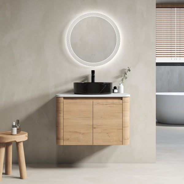 English Elm 30'' Wall-Mounted Bathroom Vanity With Ceramic Sink, Soft-Close Doors & Sleek Modern Design W999S00391