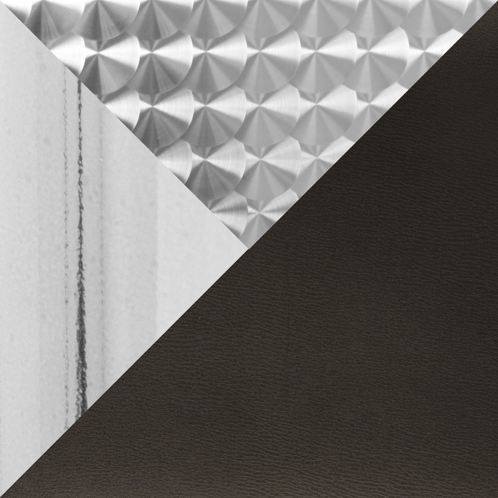 English Elm Bistro Square-Ale Adjustable 3-Piece Bar Set by LumiSource — Silver Chrome Frame, Brown PVC Seats, Modern Comfort B202S01476