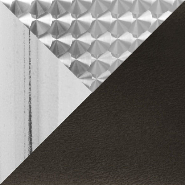 English Elm Bistro Square-Ale Adjustable 3-Piece Bar Set by LumiSource — Silver Chrome Frame, Brown PVC Seats, Modern Comfort B202S01476