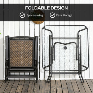 English Elm Outsunny 5-Piece Foldable Wicker Patio Dining Set With Tempered Glass Table, Umbrella Hole & Comfort W2225P200394-GIGA