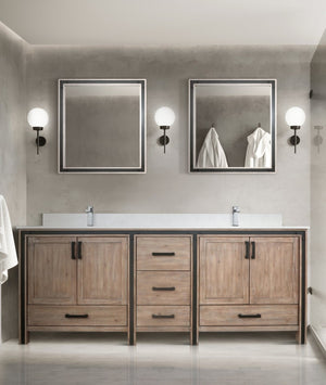 English Elm Rustic Barnwood Double Bath Vanity 84" W With Cultured Marble Top & 2 Mirrors For Stylish Storage B2731S00944-GIGA