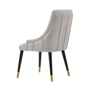 English Elm Eda Solid Wood Upholstered Dining Chair with Velvet & Leatherette, Gold-Tip Legs, 330lb Capacity LIGHT GREY B365P397702