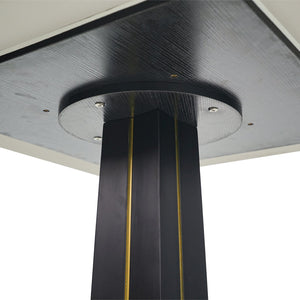 English Elm Modern Round Negotiation Table - 85Cm Black Sintered Stone Top With Luxurious Golden Metal Base W1535S00586